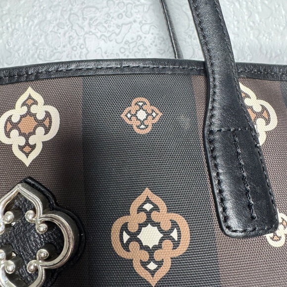 Brighton F327990 women's leather handbag tote black &‎ white double handle - Picture 3 of 16